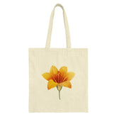 Lily Tote Bag, Floral Canvas Bag, Botanical Tote, Yellow Flower Bag, Cute Tote, Shopping Bag, Gift for Her, Book Bag, Nature Lover Gift - Tawshia
